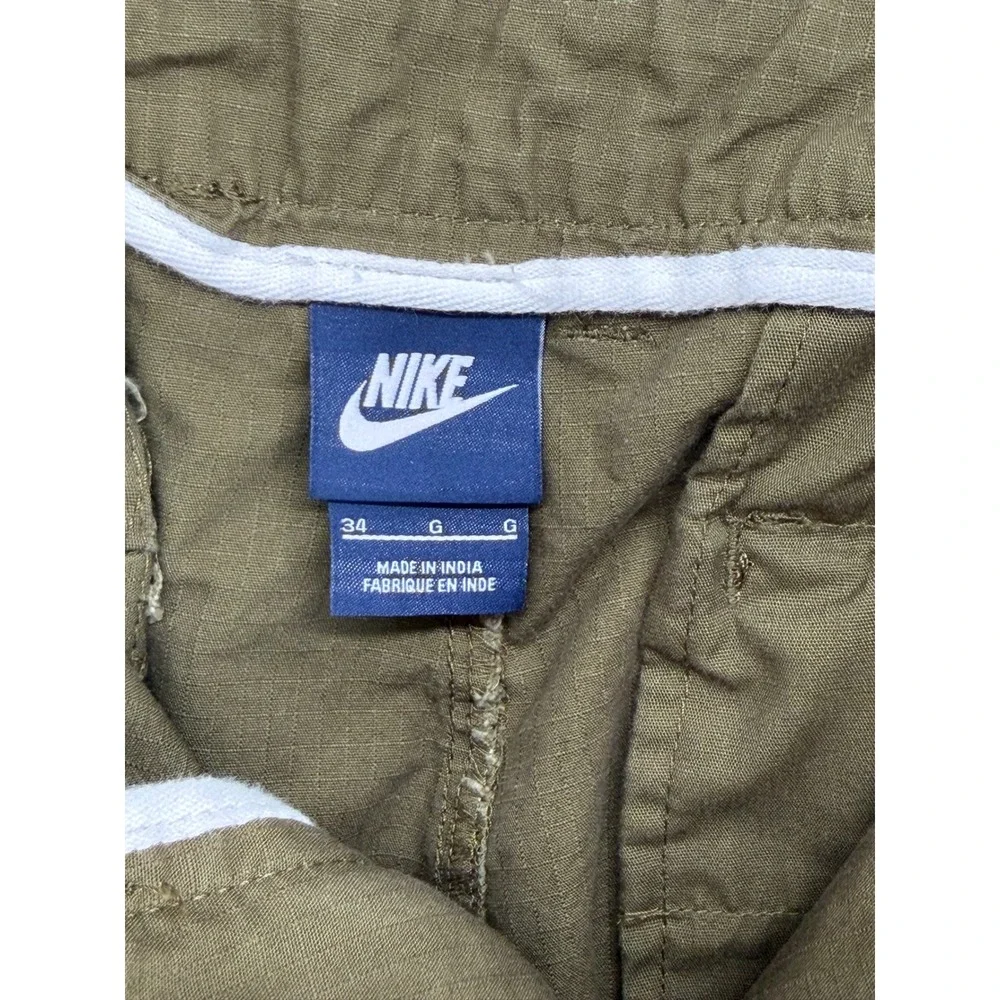 Nike Mens Cargo Shorts Olive Green Ripstop Cotton 613644-322 Size 34